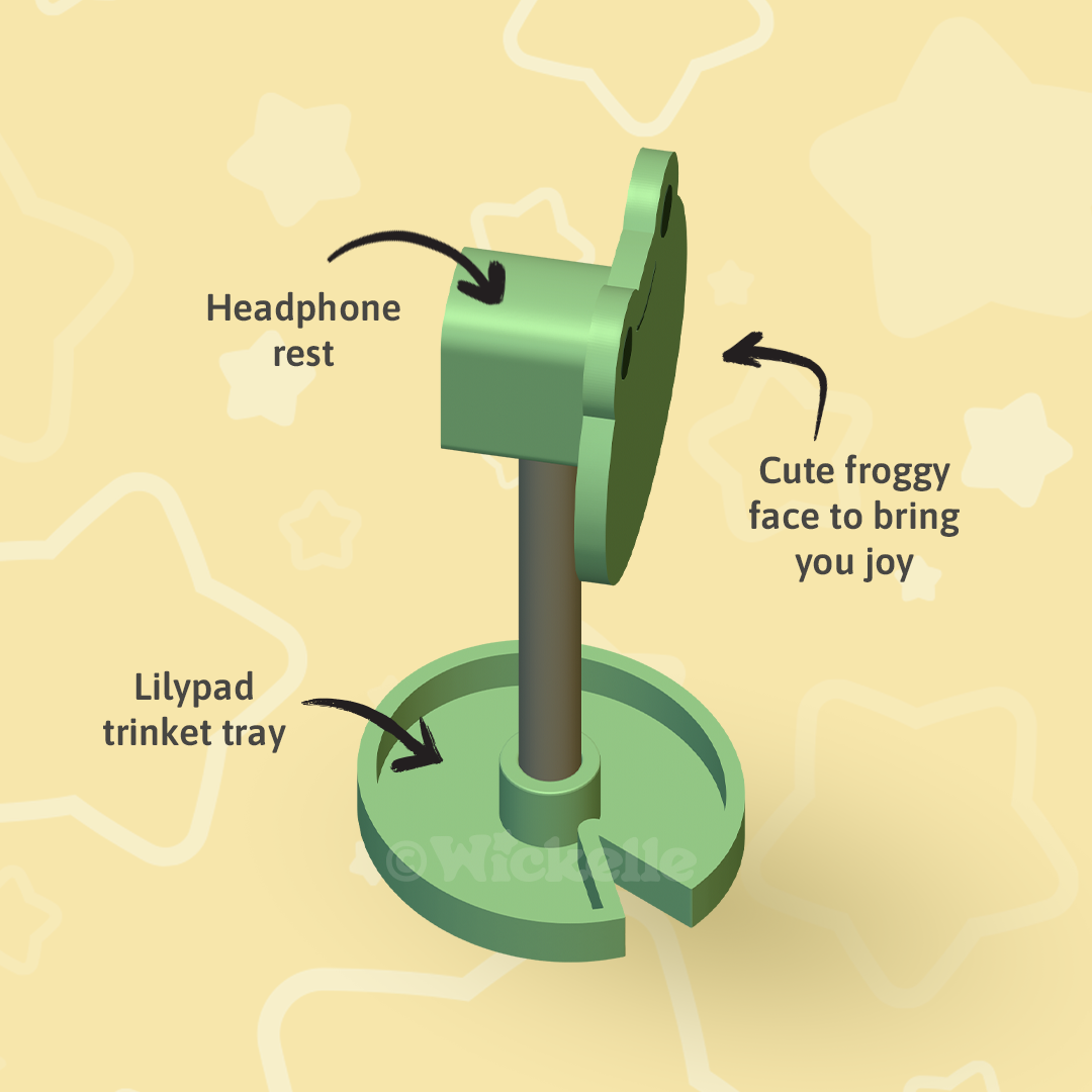 Frog Headphone Stand - Digital STL files for 3d printing