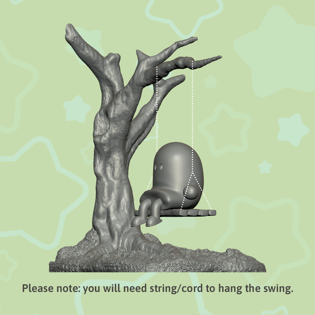 BOOk Club - Book Stopper - Cute Tree swing Ghost - digital STL file for 3d printing