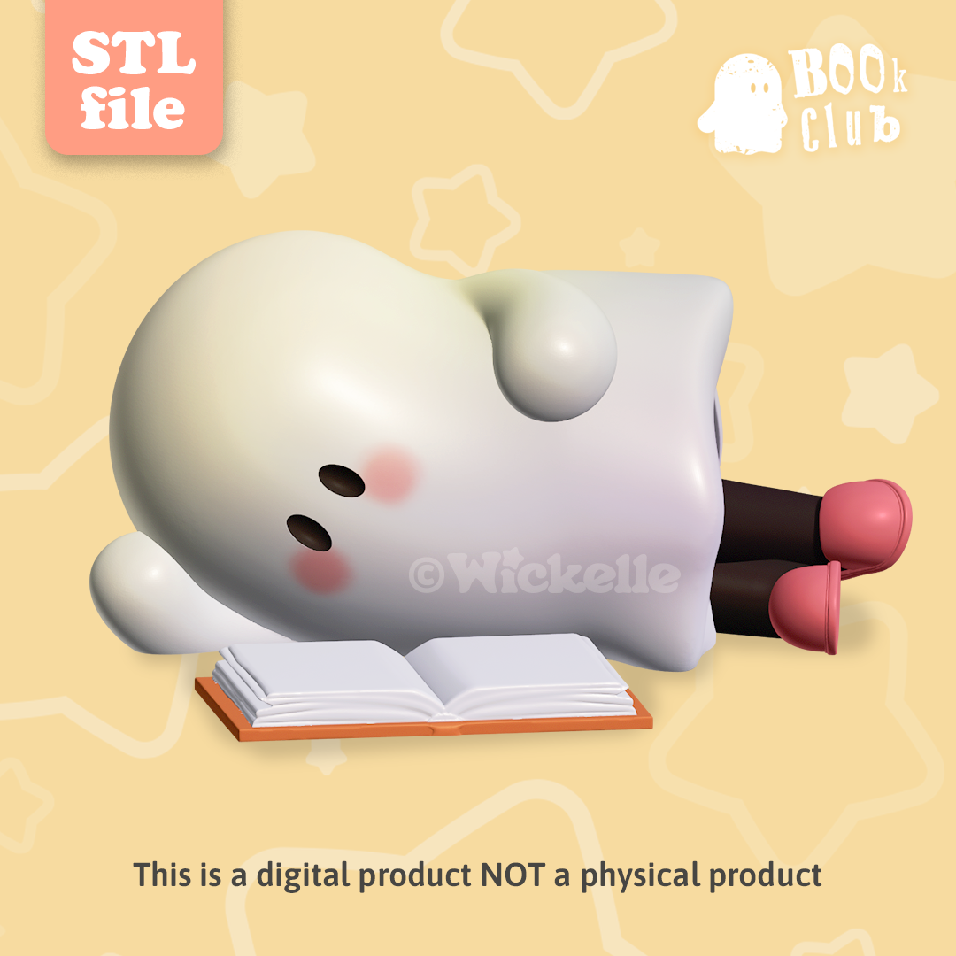 BOOk Club - Lazy reading Ghost - digital STL file for 3d printing