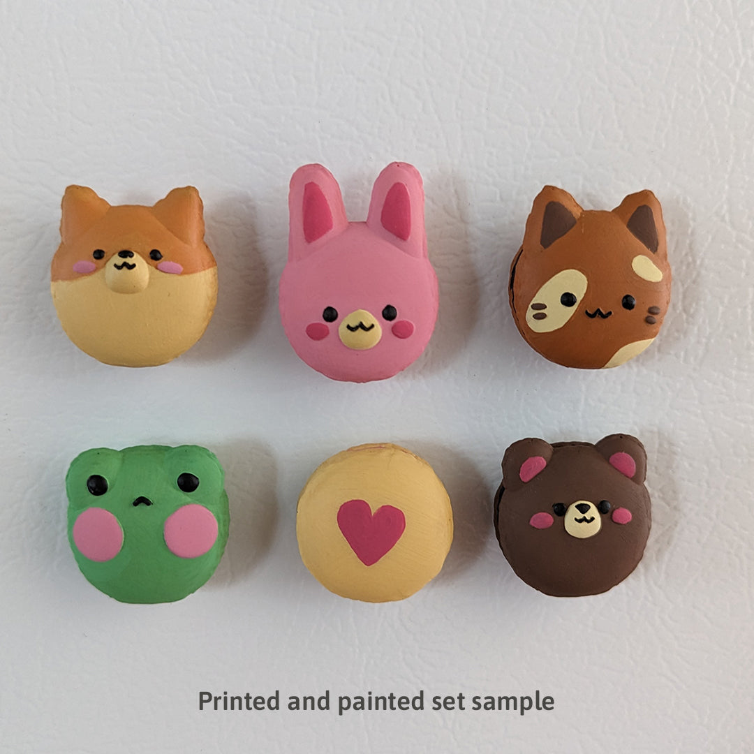 Cute Animal Macarons Magnets Bundle digital STL files for 3d printing