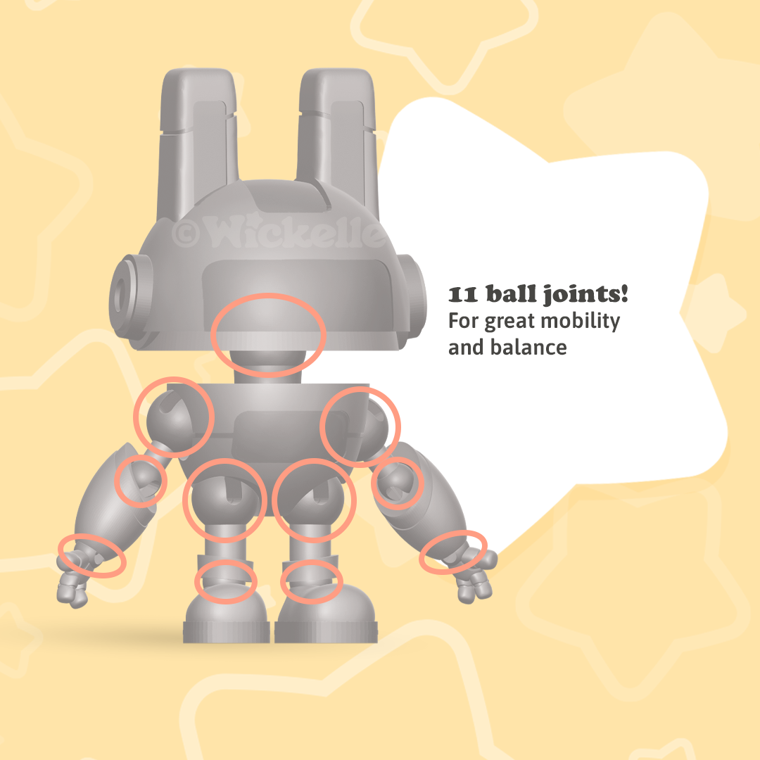 Articulated Bunny Robot (Ball jointed doll) digital STL file for 3d printing