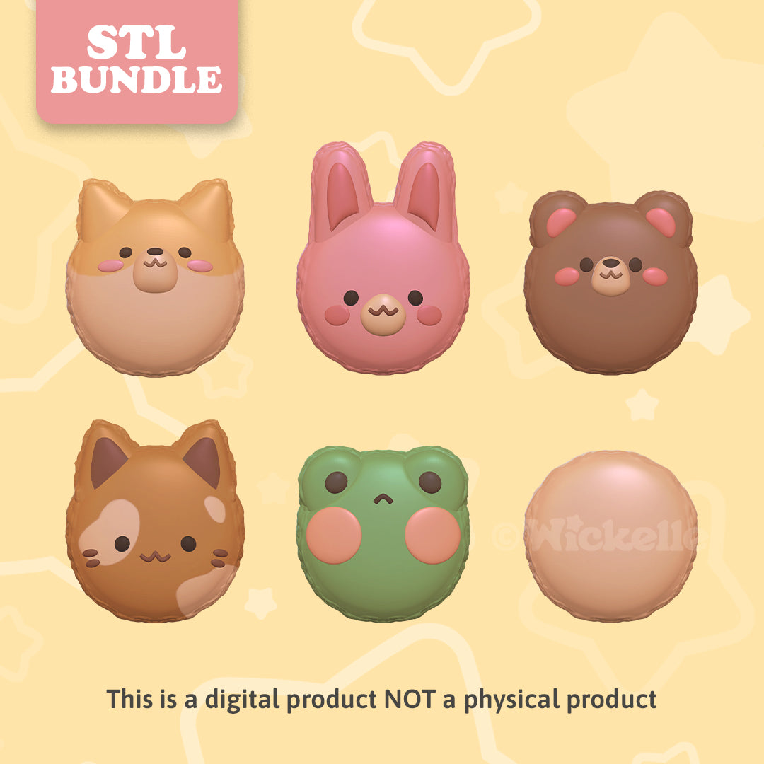 Cute Animal Macarons Magnets Bundle digital STL files for 3d printing
