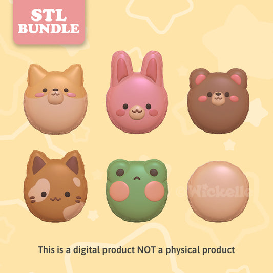 Cute Animal Macarons Magnets Bundle digital STL files for 3d printing