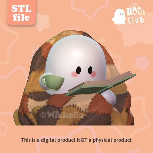 BOOk Club - Cozy reading Ghost - digital STL file for 3d printing