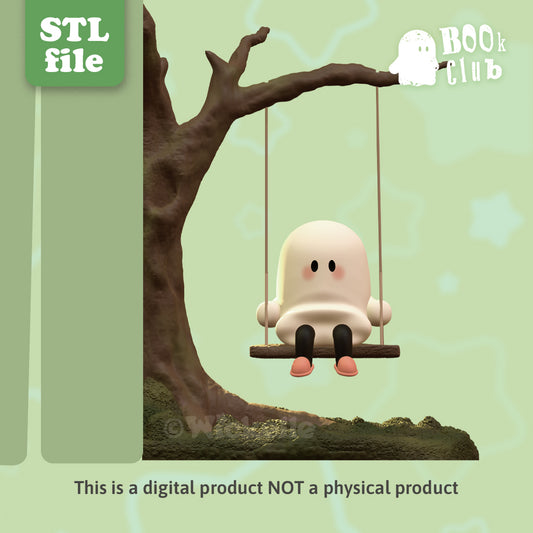 BOOk Club - Book Stopper - Cute Tree swing Ghost - digital STL file for 3d printing