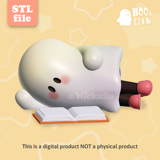 BOOk Club - Lazy reading Ghost - digital STL file for 3d printing