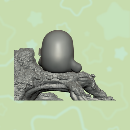 BOOk Club - Book Stopper - Cute Ghost reading on tree stump - digital STL file for 3d printing
