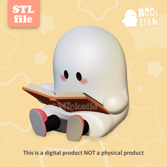 BOOk Club - Sitting reading Ghost - digital STL file for 3d printing