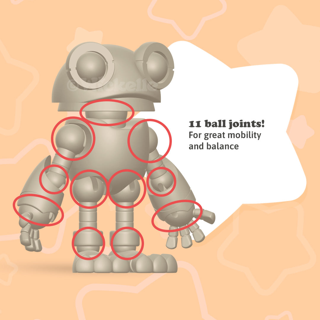 Articulated Frog Robot (Ball jointed doll) digital STL file for 3d printing