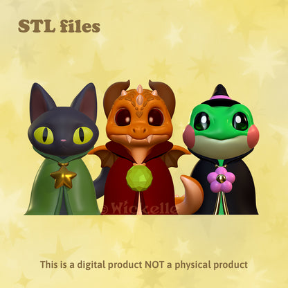 Wizard Cat, Frog and Baby Dragon STL Bundle