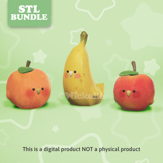 Fruit Birds Bundle digital STL file for 3d printing